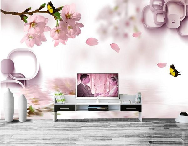

wallpapers custom large murals,3d pink peach blossom butterfly papel de parede, living room sofa tv wall bedroom landscape mural