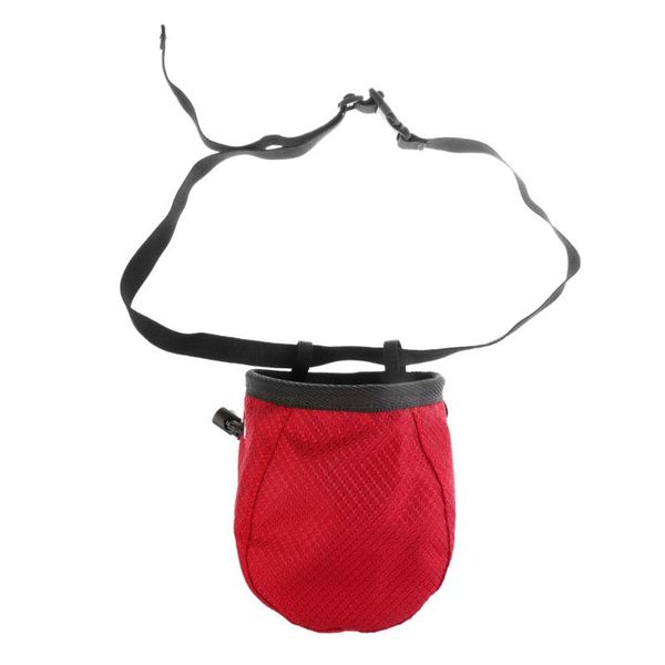 

cords, slings and webbing rock tree climbing chalk bag with drawstring closure adjustable waist belt