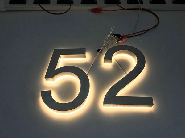 

custom outdoor 3d led solar light backlit stainless steel house number letters modules