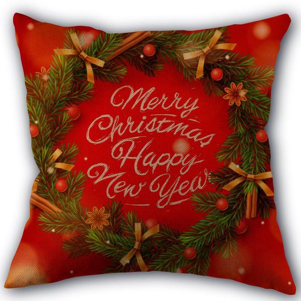 

pillow case christmas pillowcase santa claus festival cotton linen fabric square zipper 45x45 year decorative cover