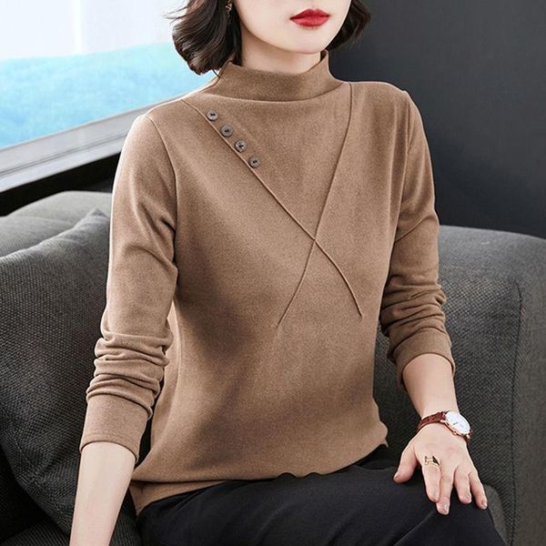 

women's sweaters half high collar bottomed shirt autumn winter de velvet inner layer 2021 slim fit t-shirt long sleeve top, White;black