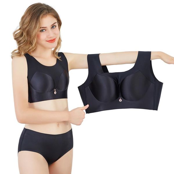 

bras sets no trace back gathered steel ring large size bra set, Red;black