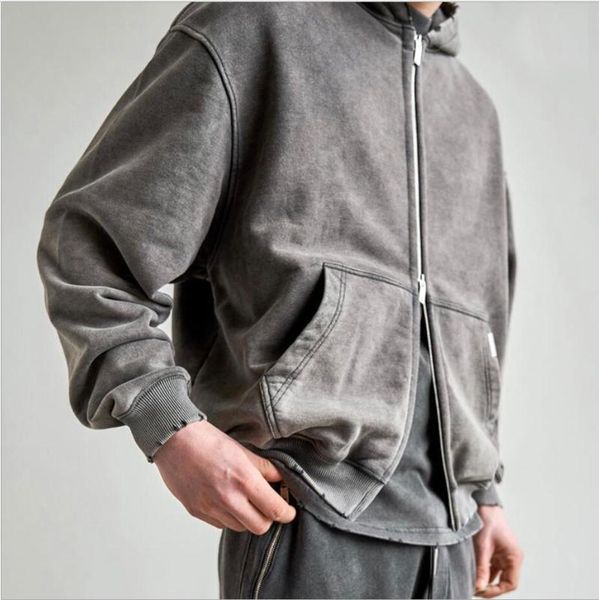 

men's jackets 22ss washed zip hoodie coat 100% cotton oversized represent hoodies men women streetwear autumn winter techwear apex lege, Black;brown