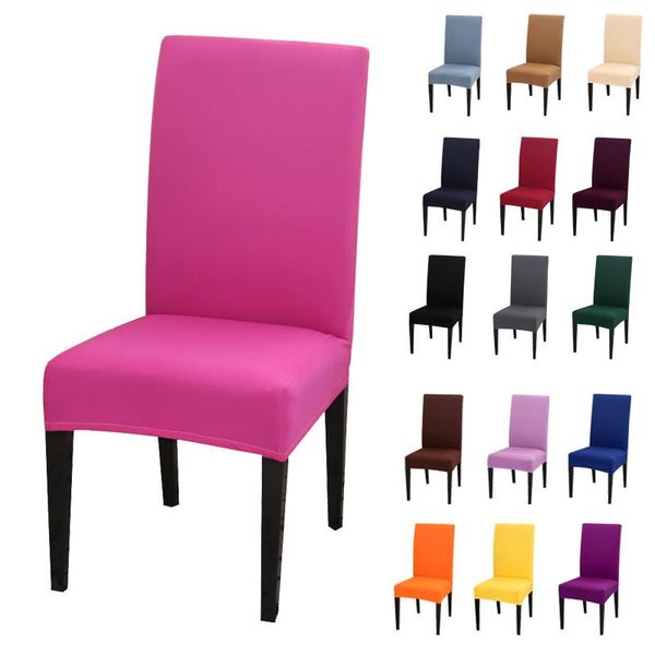 

chair covers pink solid color cover spandex stretch elastic slipcovers for kitchen dining wedding banquet el 1pcs