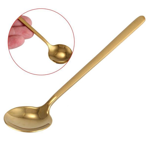 

spoons round shape coffee spoon stainless steel mini teaspoons sugar dessert ice cream soup kitchen accessories(gold)