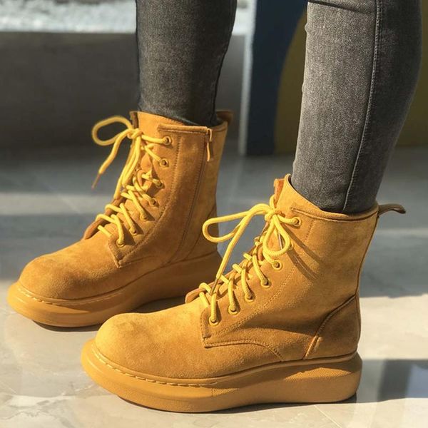 

boots sarairis girl fashion shoes lace wegdes ankle flock winter women 2021 classic brand ins woman, Black
