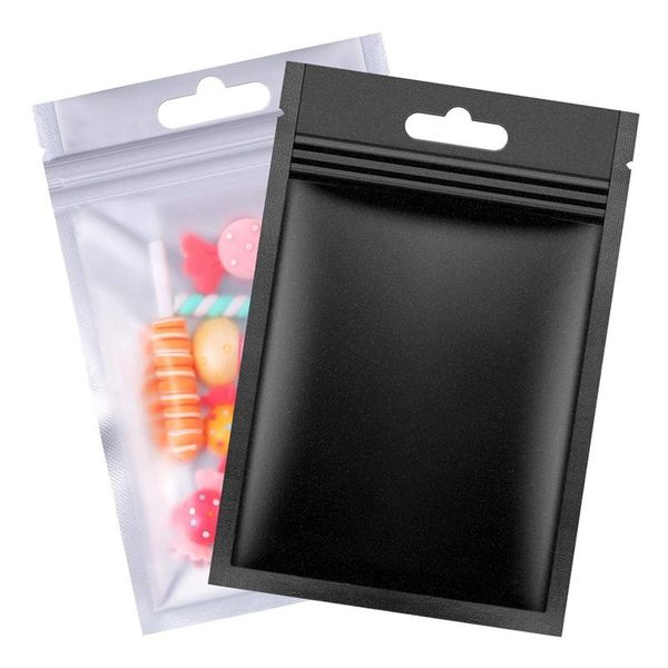 

packs bags aluminum foil bags, resealable flat metallic mylar storage pouch (black)-abux