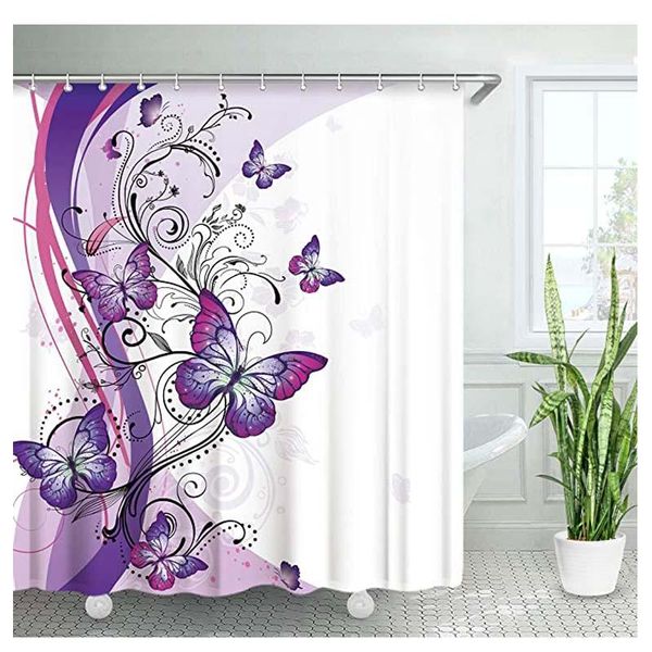 

shower curtains butterfly curtain , swirl floral purple for bathroom, white