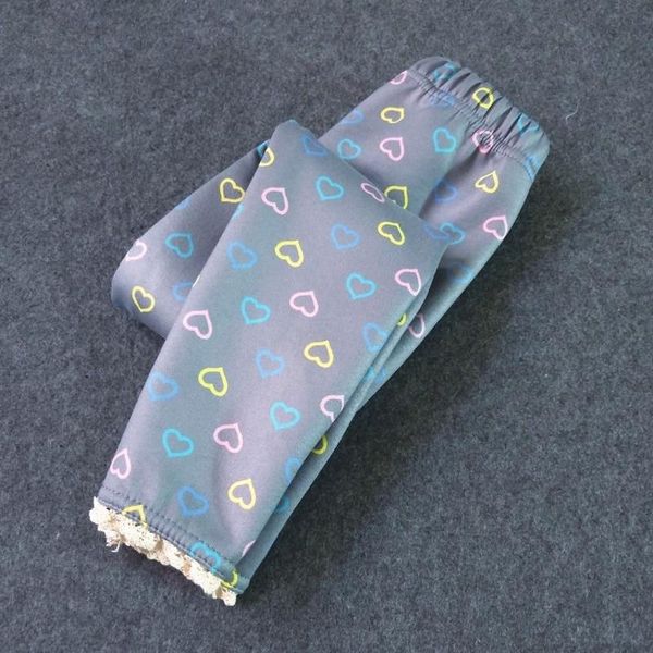 

trousers 2021the autumn winter printed slim-fit plus velvet girls leggings children's cotton stretch fashion lace pantstrousers, Blue