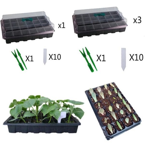 

hole plant grow box nursery starter garden yard tray gardening with cover seed plastic planters & pots