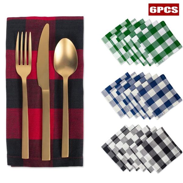 

table napkin 6 pieces plaid for family dinners special occasions and everyday use indoor/outdoor