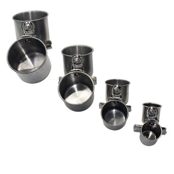 

other bird supplies 1pcs feeder cups food water feeding double with clip stainless steel parrot cage stand