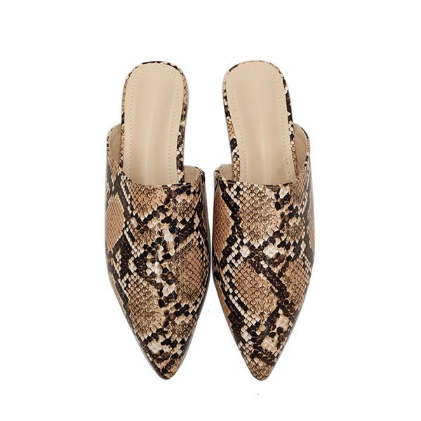 

sandals women's pointed flat mule, snake shoes, indoor slippers, w0k4, Black