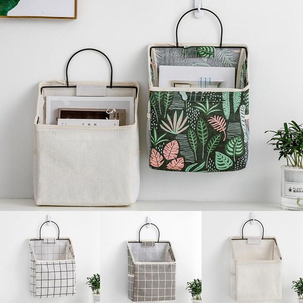 

1pc hanging storage bags organizer wall-mounted book magazine mobile phone holder door wall bag