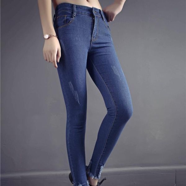 

women's spring and autumn wear pencil jeans stretch thin skinny pants, Blue