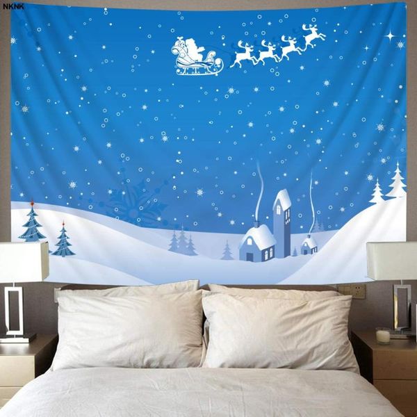 

tapestries nknk brand christmas tapiz deer tenture mandala santa claus wall tapestry snow rug decor witchcraft printed