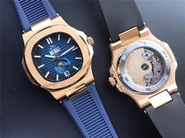 

wristwatches men automatic self wind mechanical yellow gold stainless steel sapphire crystal rubber straps coffee blue gray luxury watch, Slivery;brown