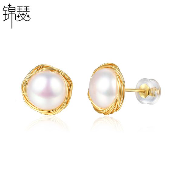 

jewelry charm stud huichao earrings fashion simple korean pearl s925 silver needle female gift, Golden
