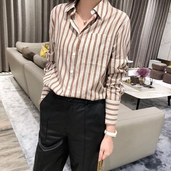 

women's tracksuits 2021 fall style classic temperament print striped linen long sleeve shirt pu leather black shorts two-piece suit, Gray