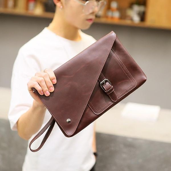 

backpack crazy horse leather retro men envelope clutch bag small phone pouch storage hand wristelt day clutches business male wallet