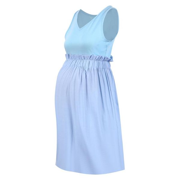

maternity dresses summer dress sleeveless pleating waist, White