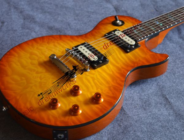 

lp 238 electric guitar body mahogany quilted maple wood monsters inlay