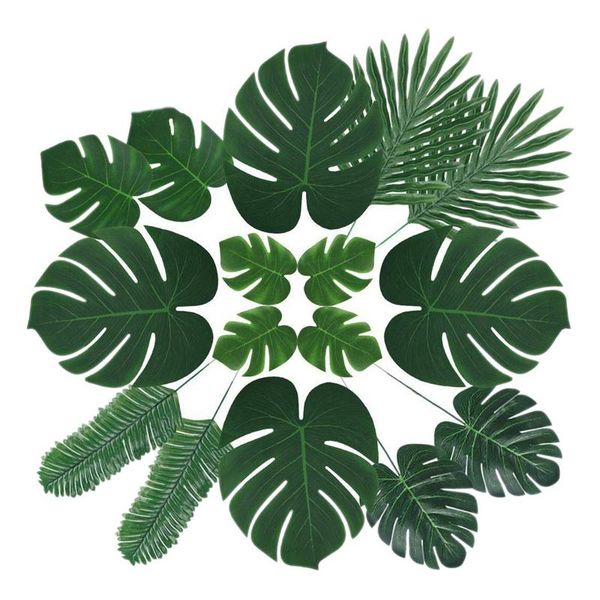 

decorative flowers & wreaths 60pcs artificial leaves tropical palm monstera with stems for decorations party supplies jungle beach lua