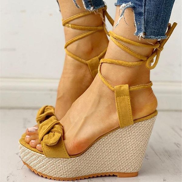 

summer high heels women sandals lace up wedges gladiator espadrille shoes open toe platform cross strap ladies beach, Black