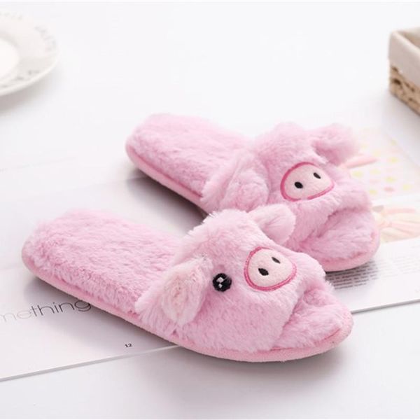 

winter women's cozy fur memory foam slippers non-slip house shoes indoor outdoor bedroom high couples cartoons piggy, Black