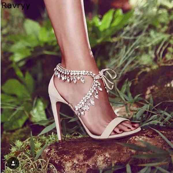 

dress shoes incredible crystal sandals garnished with gladiator-suede fringes, women's ankle straps, high heels, heels for cefs, Black