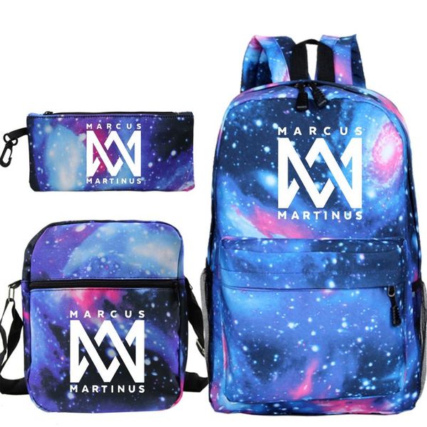 

backpack 3pcs marcus & martinus school backpacks for teenage girls boys lapknapsack casual travel bags kids bookbags with pen case