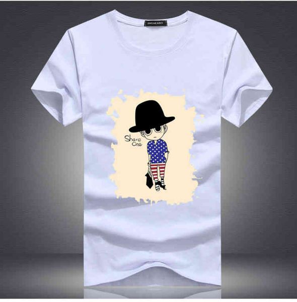 

creative men's spring short sve t-shirt, White;black