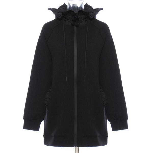 

women's hoodies & sweatshirts women long sweatshirt oversize loose hoodie sweat tracksuit high street 2021, Black