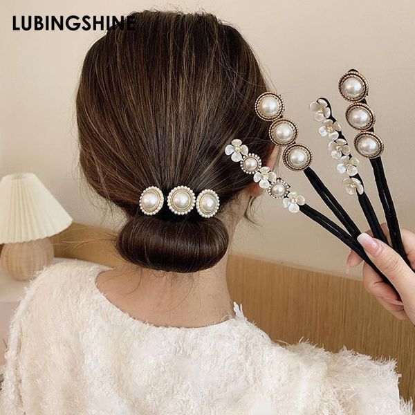

hair accessories fashion women simulated pearl ring metal barrette clip wedding bridal tiara hairstyle design tools