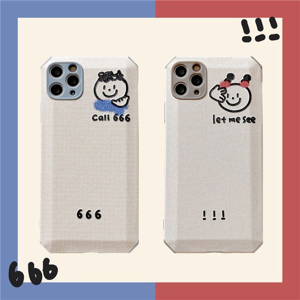 Diversão e linhas simples casal casal avatar case celular 11Pro / 12mini para ip 8plus / xr moda cute huawei case celular p30pro