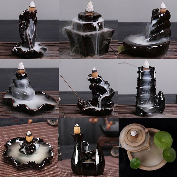 

fragrance lamps backflow incense burner waterfall cone sticks holder home decor porcelain buddha hand reflux censer ceramic aroma stove