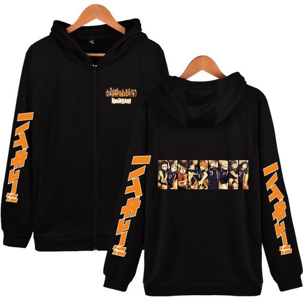 

men's hoodies & sweatshirts haikyuu print zipper boy/girls sweatshirt women/men streetwear boys/girls anime fans fashion clothes cospla, Black