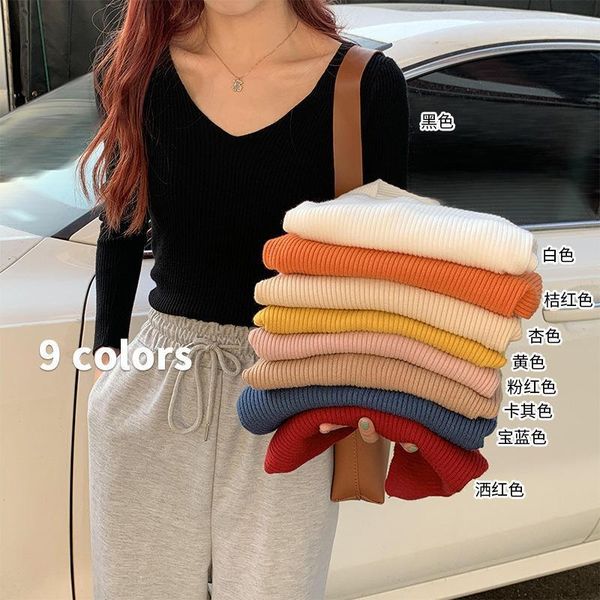 

women sweaters autumn winter korean slim pullover knitted v-neck sweater jumper soft warm pull femme women's, White;black