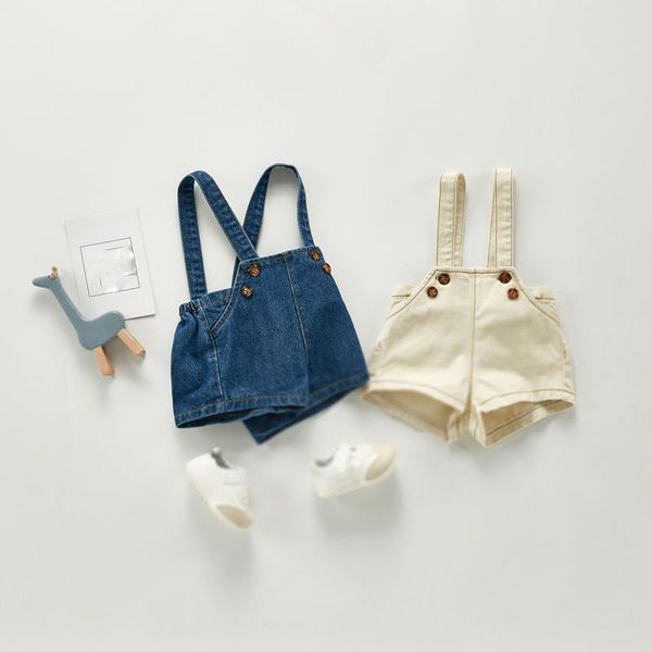 

shorts 2021 autumn baby boys and girls sling adjustable denim overalls cute casual pants japanese korean fashion borns clothes, Black