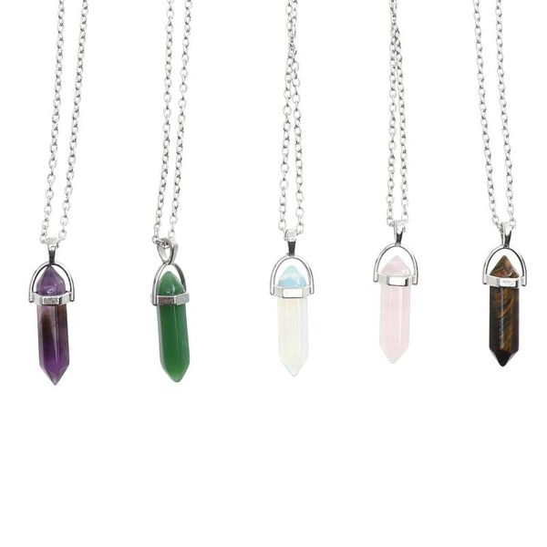 

pendant necklaces 5pcs natural stone pendants necklace fashion clothing accessory birthday gift, Silver