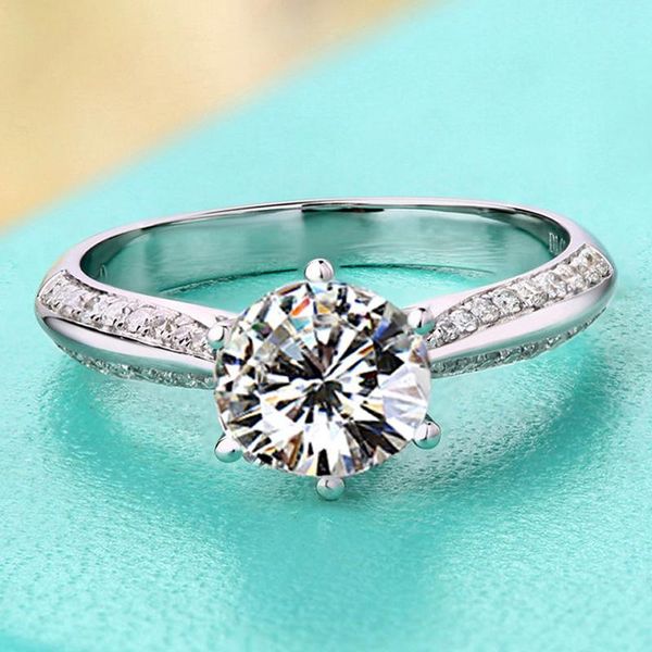 

cluster rings 14k gold 1 2 3 4 5 moissanite diamond ring women elegant round row trendy wedding party engagement anniversary, Golden;silver