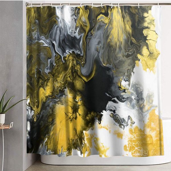 

shower curtains mustard yellow and grey swirl curtain decor waterproof bathroom decorations