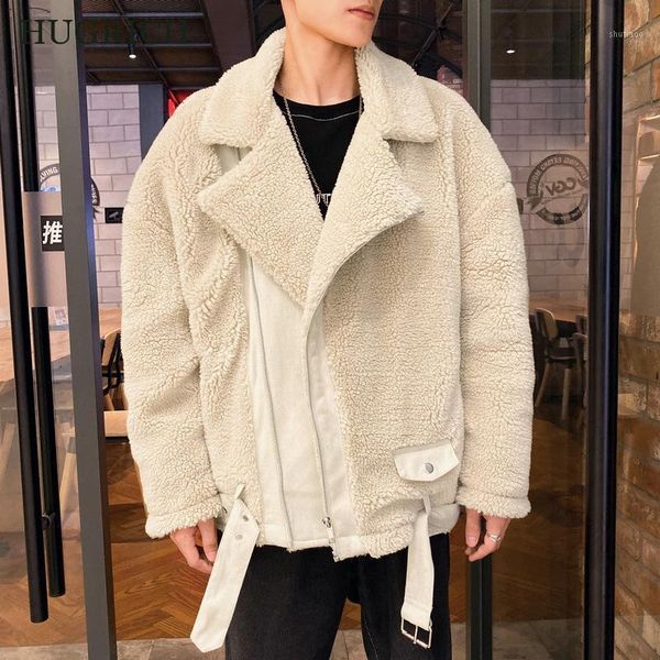 

winter men's lamb velvet jacket korean style loose casual quilted fashion coat jackets, Black;brown