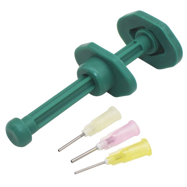 Plástico verde soldadura putter de impulsionador de óleo para pasta de solda flux uv cola propulsão agulha barril assistente 500set / lote