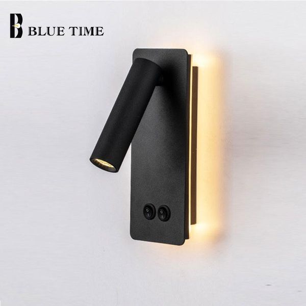 

home led wall lights black&white modern lamp for bedroom bedside living room kitchen sconces 6w lamps