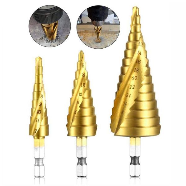 

professional drill bits oauee1 pcs 4-12/20/32mm hss spiral grooved center bit solid carbide mini accessories titanium step cone