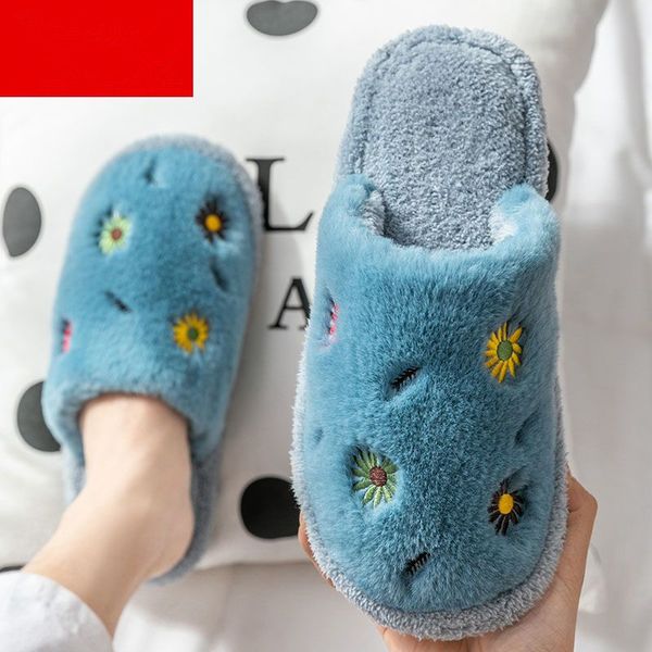 

winter home comfort warm slippers fashion lovely fruit pattern indoor soft sole mute cotton shoes, Black