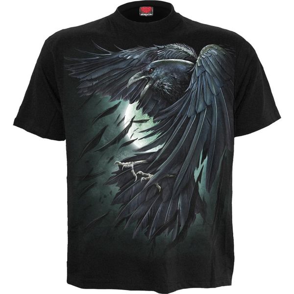 

crow pattern men's 3d printed t-shirt visual impact party streetwear punk gothic round neck american muscle style short sleeves, White;black
