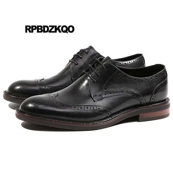

dress shoes office brogue men italian leather wedding black oxfords runway british style wingtip european italy vintage brand