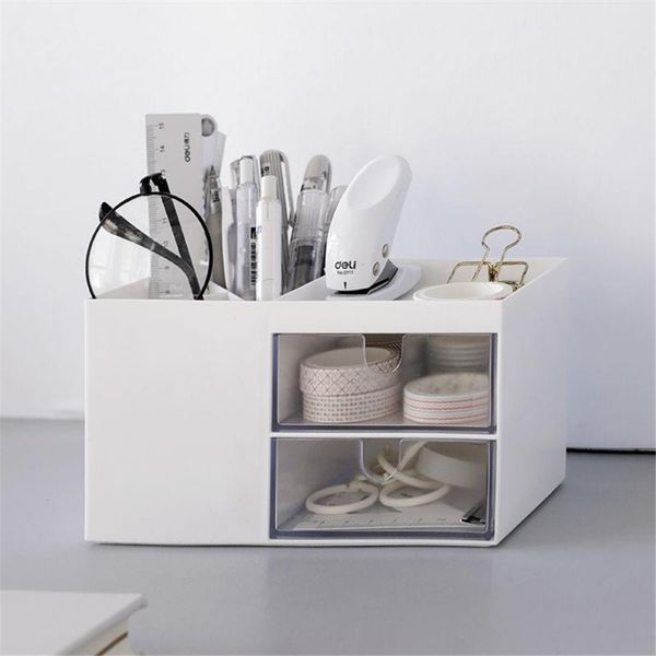 

cosmetic storage plastic pen holder desk organizer box multifunctional deskdrawer sundries boxes & bins